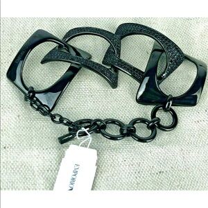 New EMPORIO ARMANI Bracelet Black Crystal Pave Large Link Chain EGS1565001